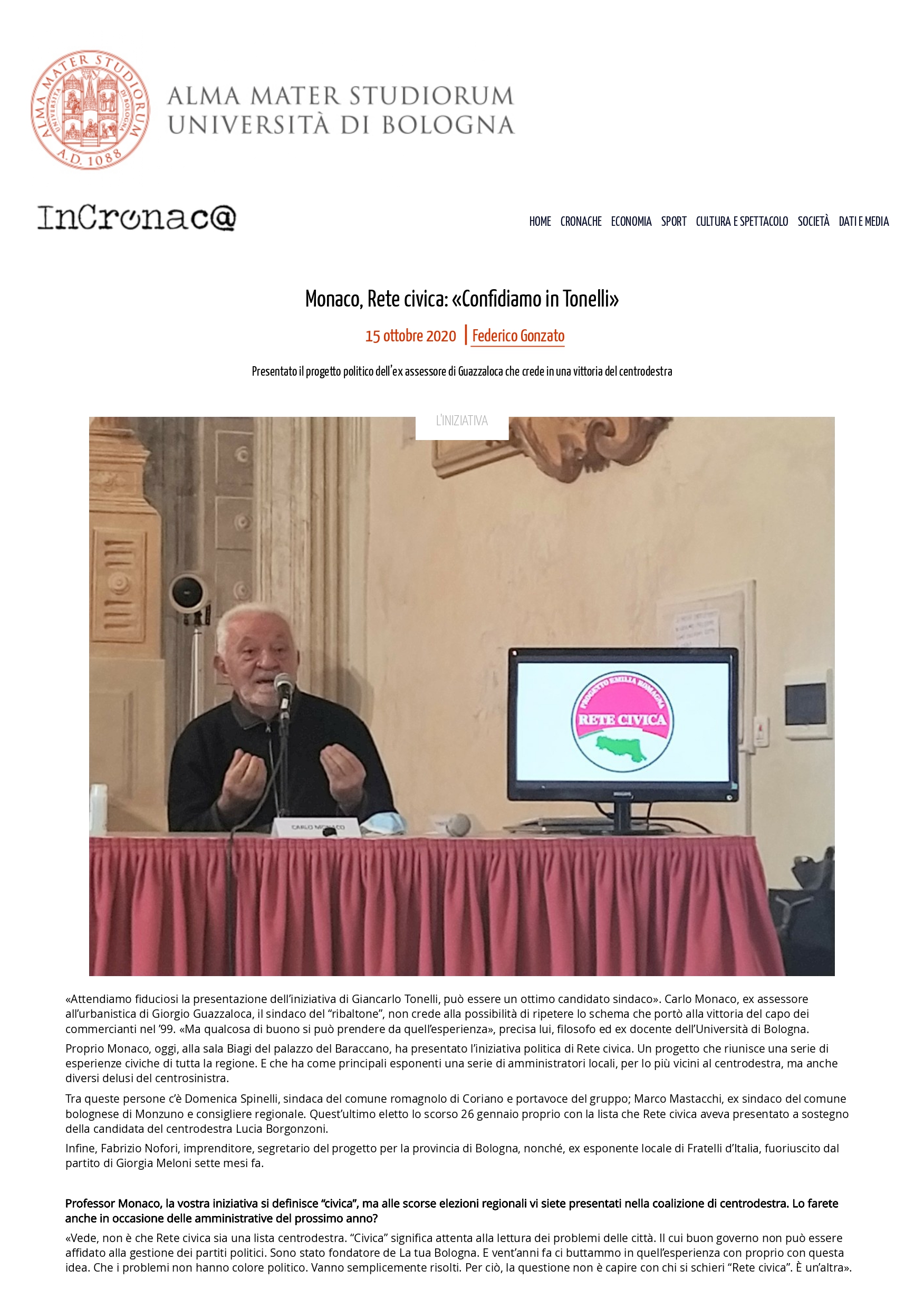 Scopri di più sull'articolo Monaco, Rete civica_ «Confidiamo in Tonelli» — Unibo Incronaca