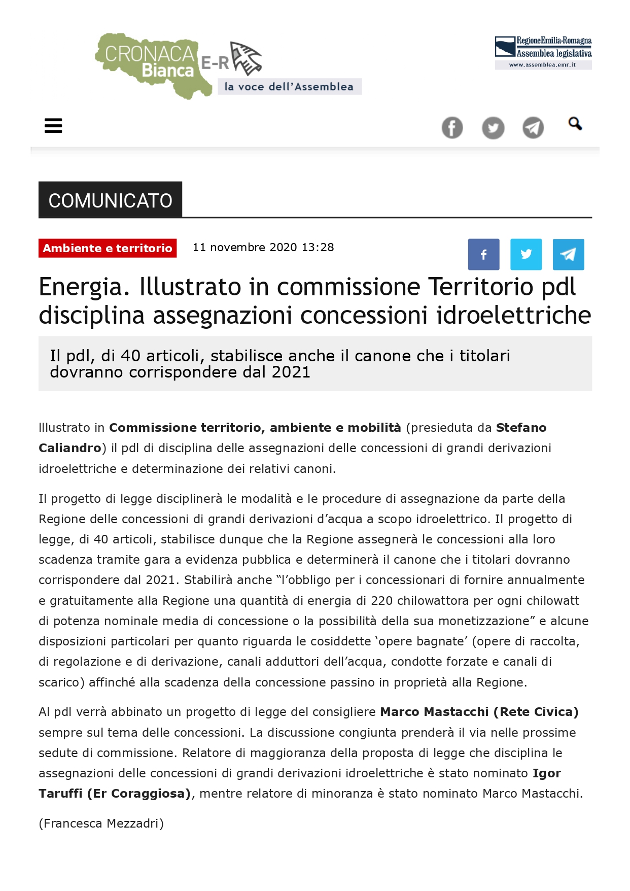 Al momento stai visualizzando Energia. Progetto di Legge su assegnazioni concessioni idroelettriche