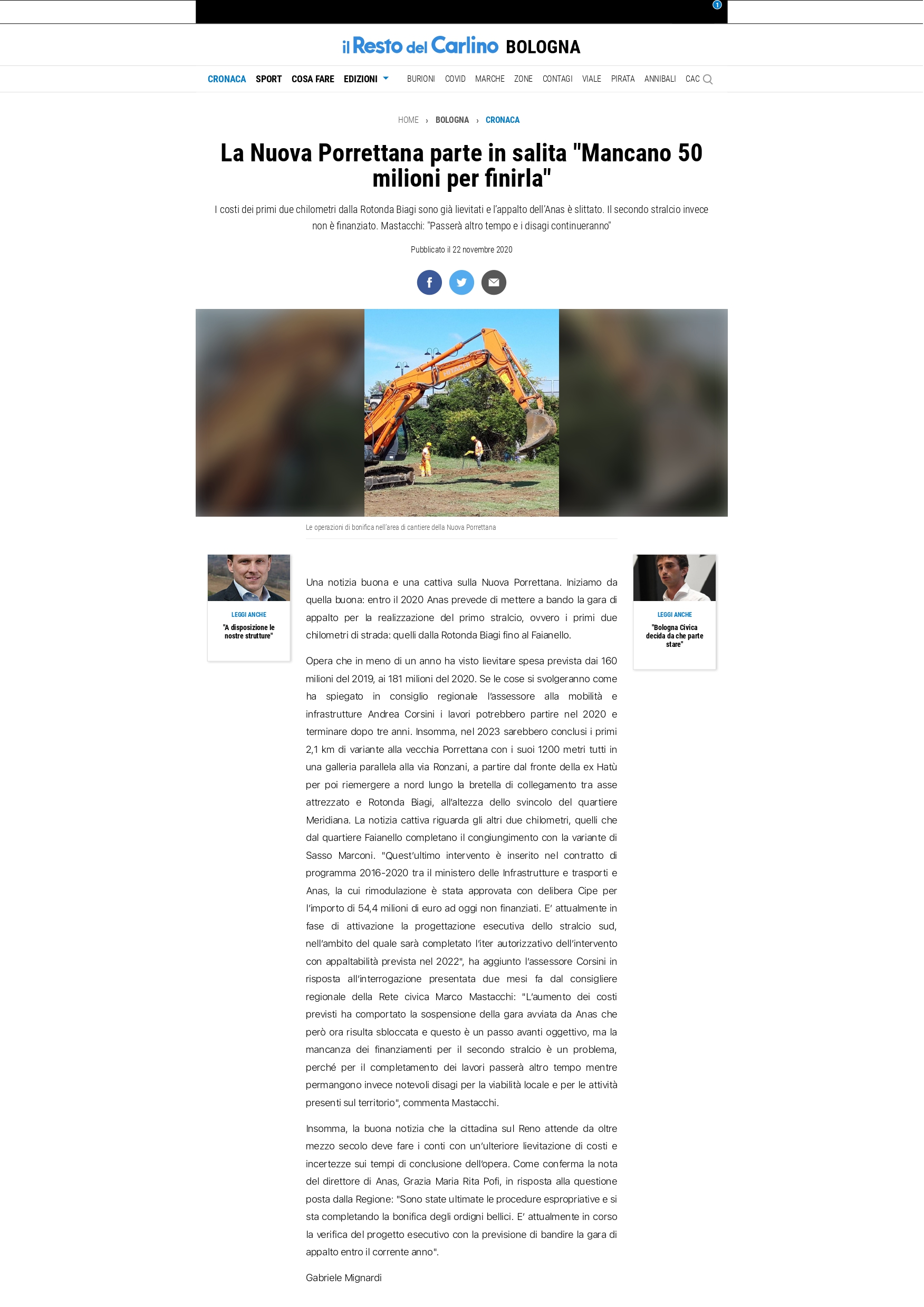 Scopri di più sull'articolo La Nuova Porrettana parte in salita. Mancano 50 milioni per finirla