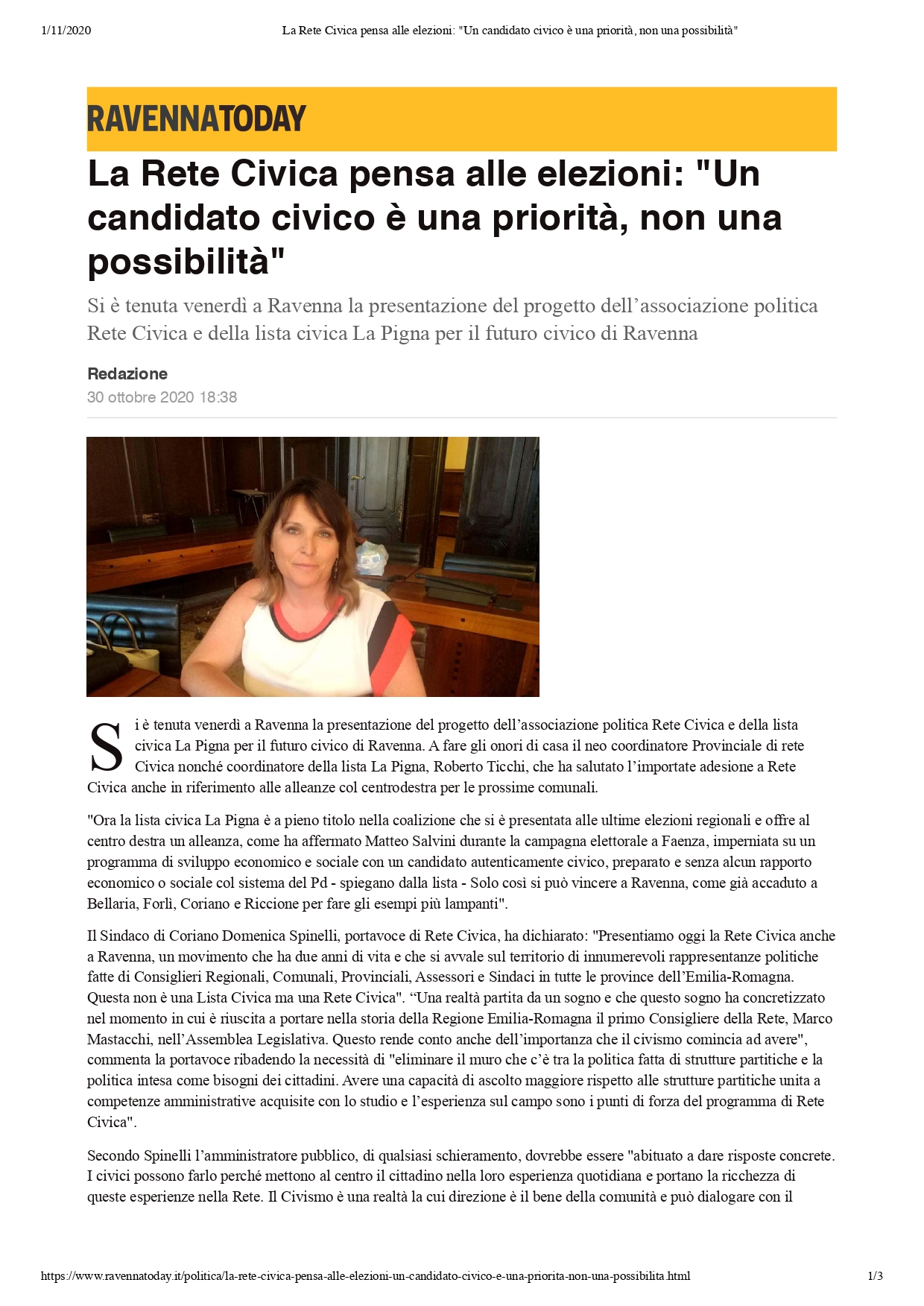Scopri di più sull'articolo Si è tenuta venerdì 30 ottobre a Ravenna la presentazione di Rete Civica e della lista civica La Pigna per il futuro di Ravenna