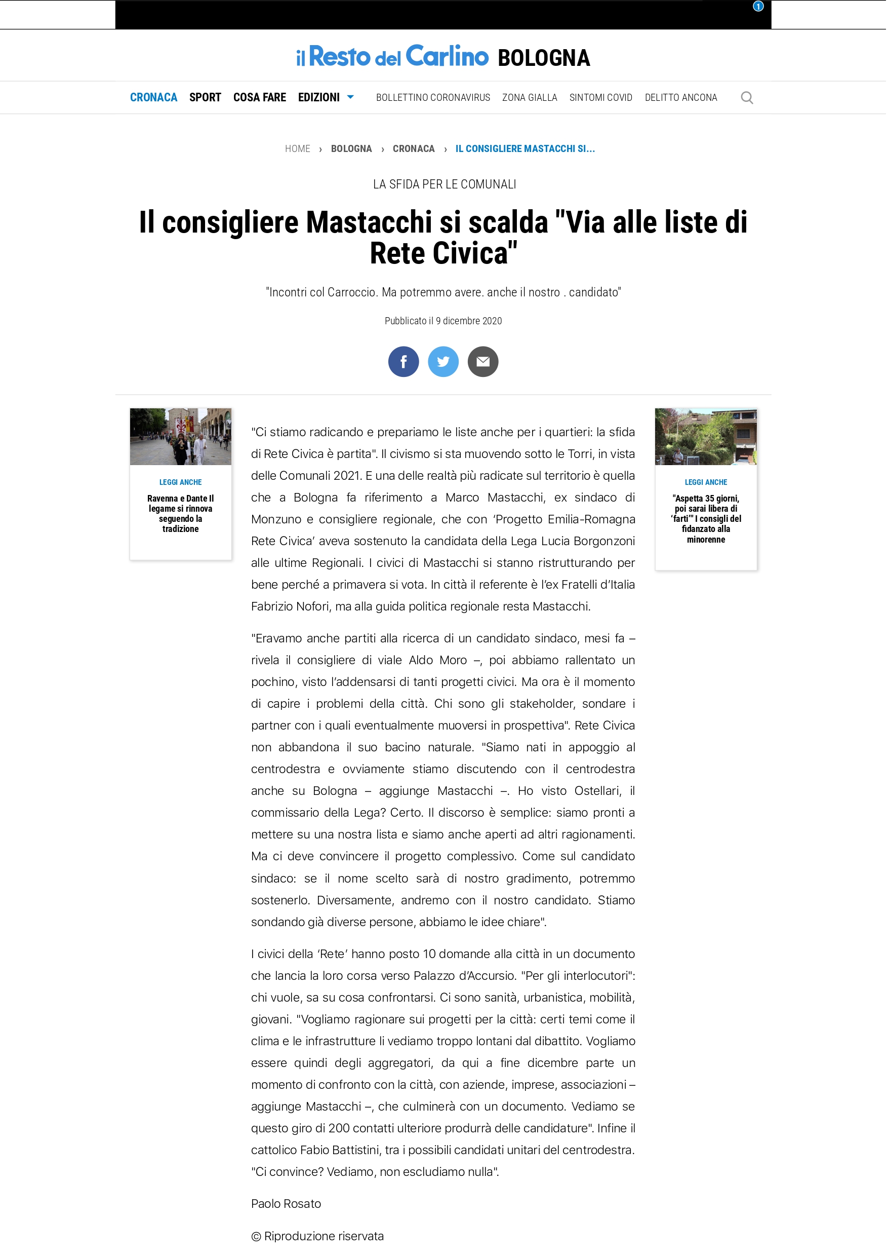 Scopri di più sull'articolo Il consigliere Mastacchi si scalda “Via alle liste di Rete Civica”