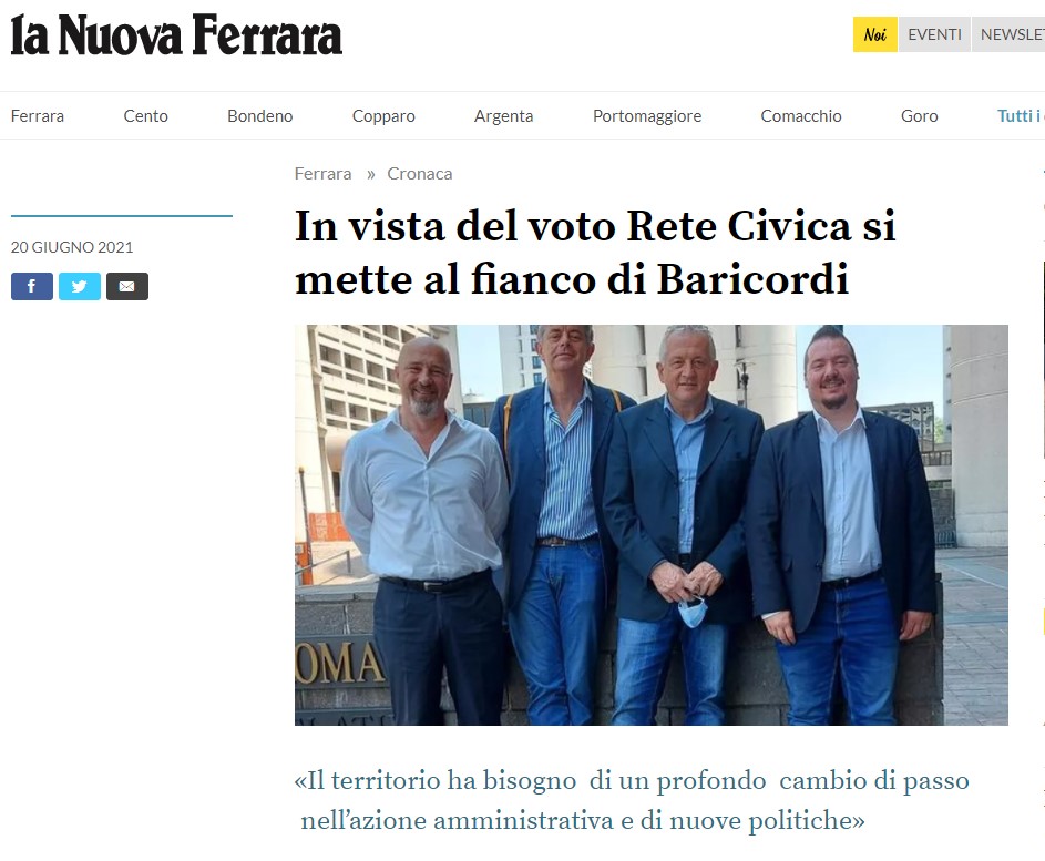 Scopri di più sull'articolo In vista del voto Rete Civica si mette al fianco di Baricordi