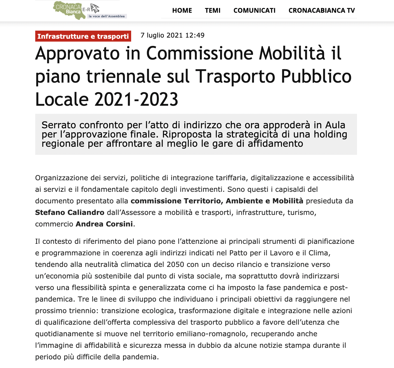 Al momento stai visualizzando Approvato in Commissione Mobilità il piano triennale sul Trasporto Pubblico Locale 2021-2023