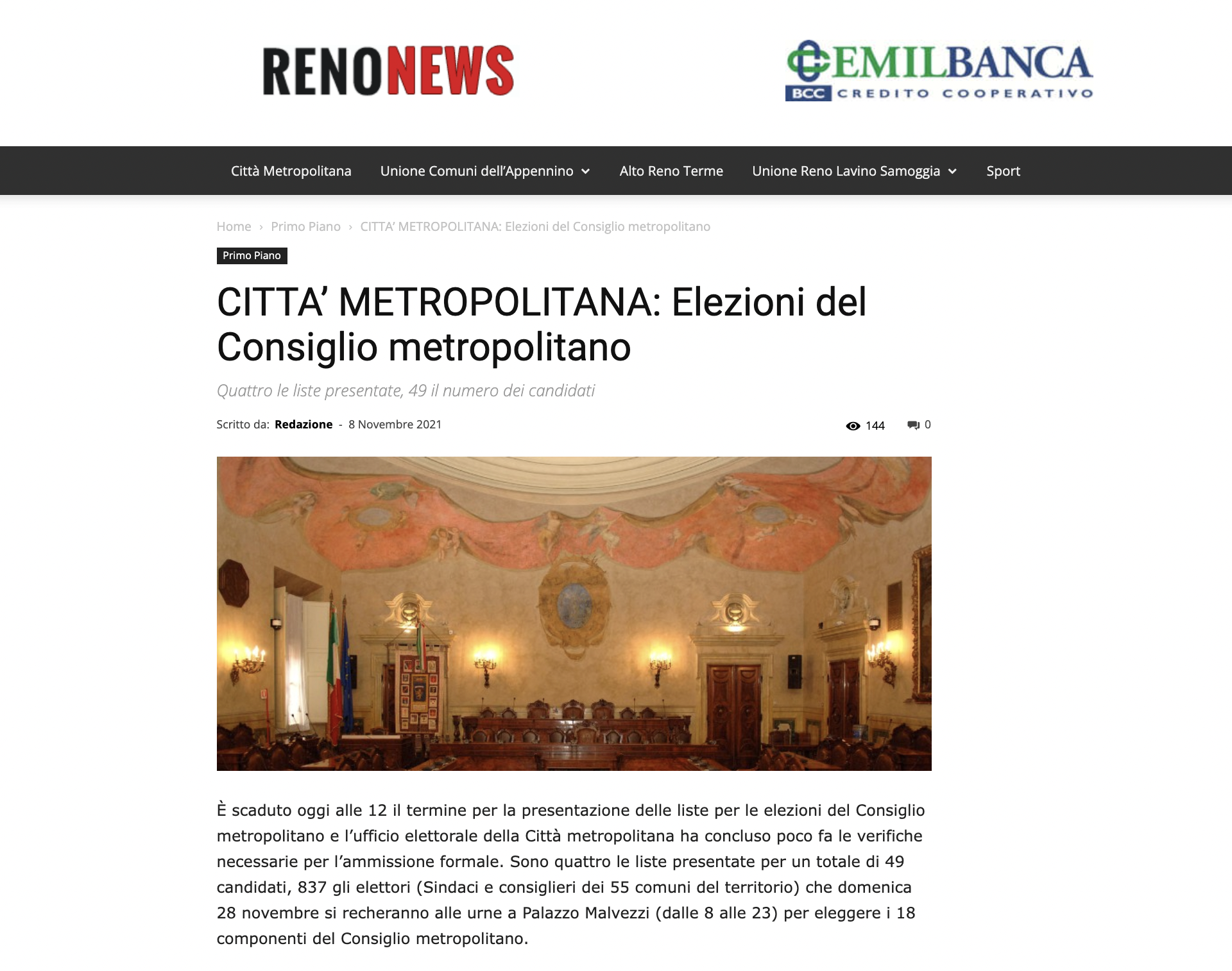 Scopri di più sull'articolo Città Metropolitana di Bologna: Elezioni del Consiglio Metropolitano