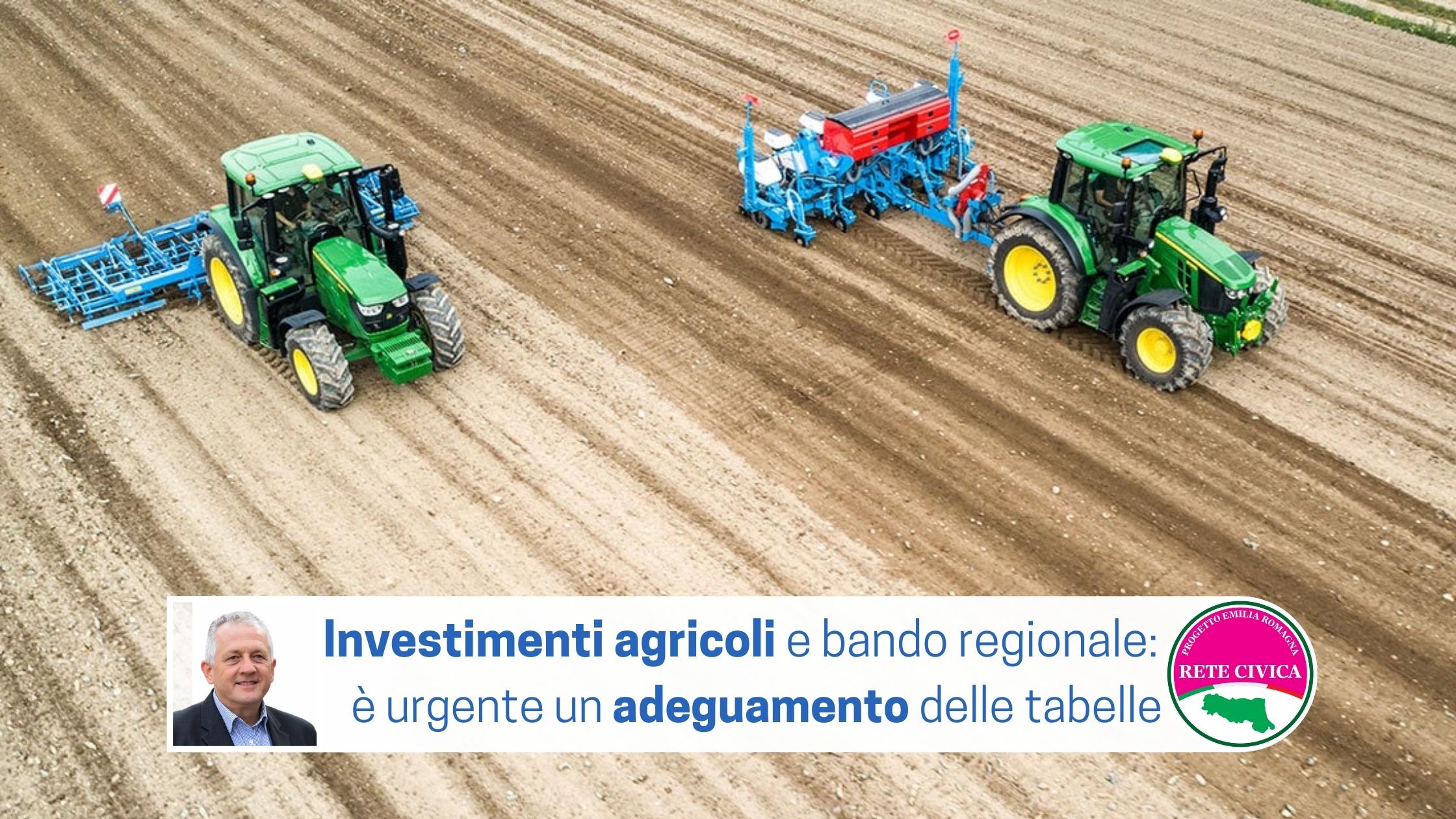 Scopri di più sull'articolo INVESTIMENTI AGRICOLI E BANDO REGIONALE: urge un adeguamento delle tabelle