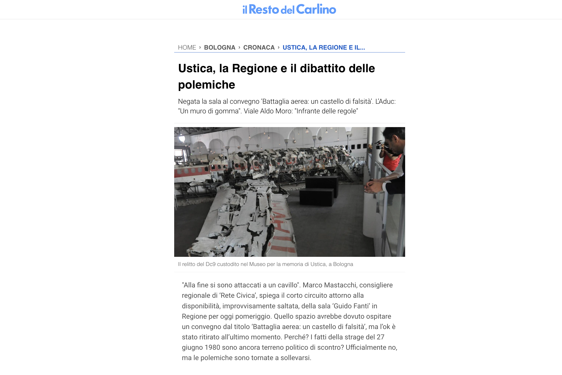 Scopri di più sull'articolo Ustica, convengo controcorrente salta all’ultimo minuto: accuse di sabotaggio