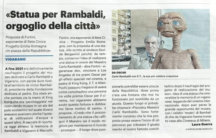 Al momento stai visualizzando “Statua per Rambaldi, orgoglio della città” Proposta di Fortini, esponente di Rete Civica.