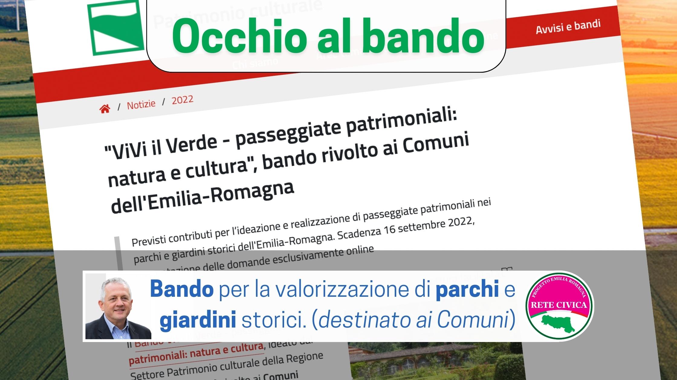 Scopri di più sull'articolo OCCHIO AL BANDO: valorizzazione di parchi e giardini storici. (destinato ai Comuni)