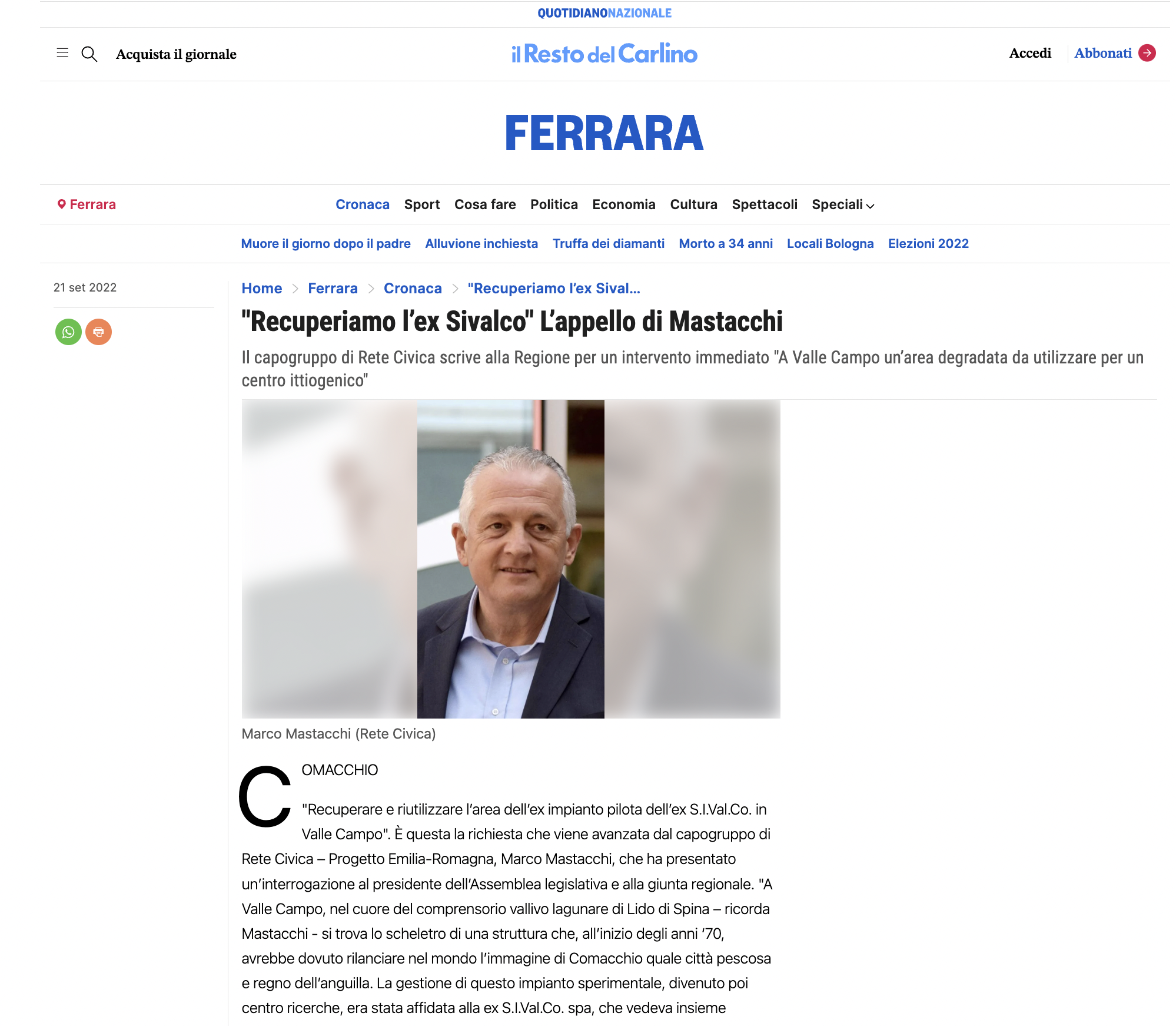 Scopri di più sull'articolo “Recuperiamo l’ex Sivalco” L’appello di Mastacchi