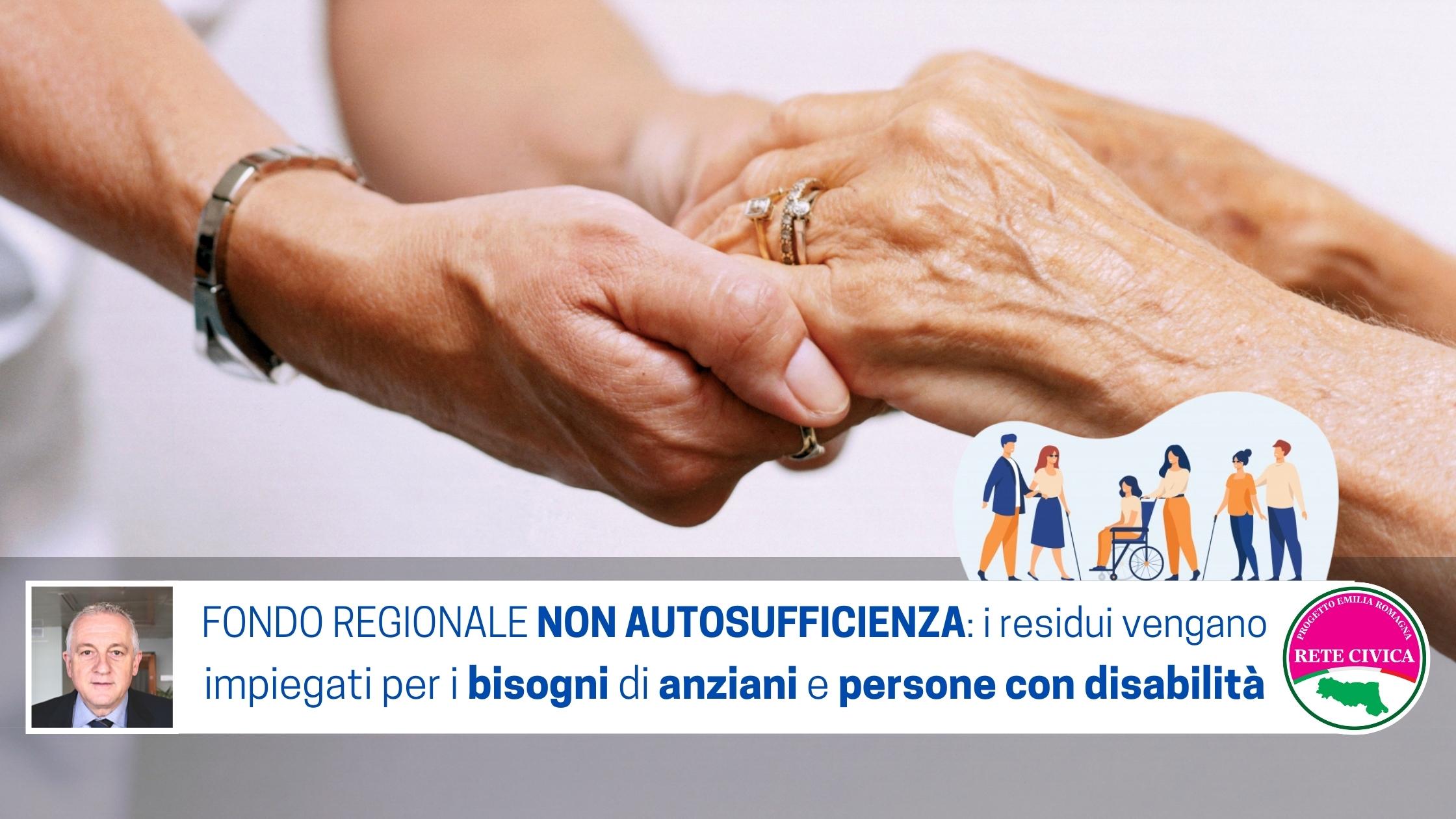 Al momento stai visualizzando FONDO REGIONALE NON AUTOSUFFICIENZA: i residui vengano impiegati per i bisogni di anziani e disabili