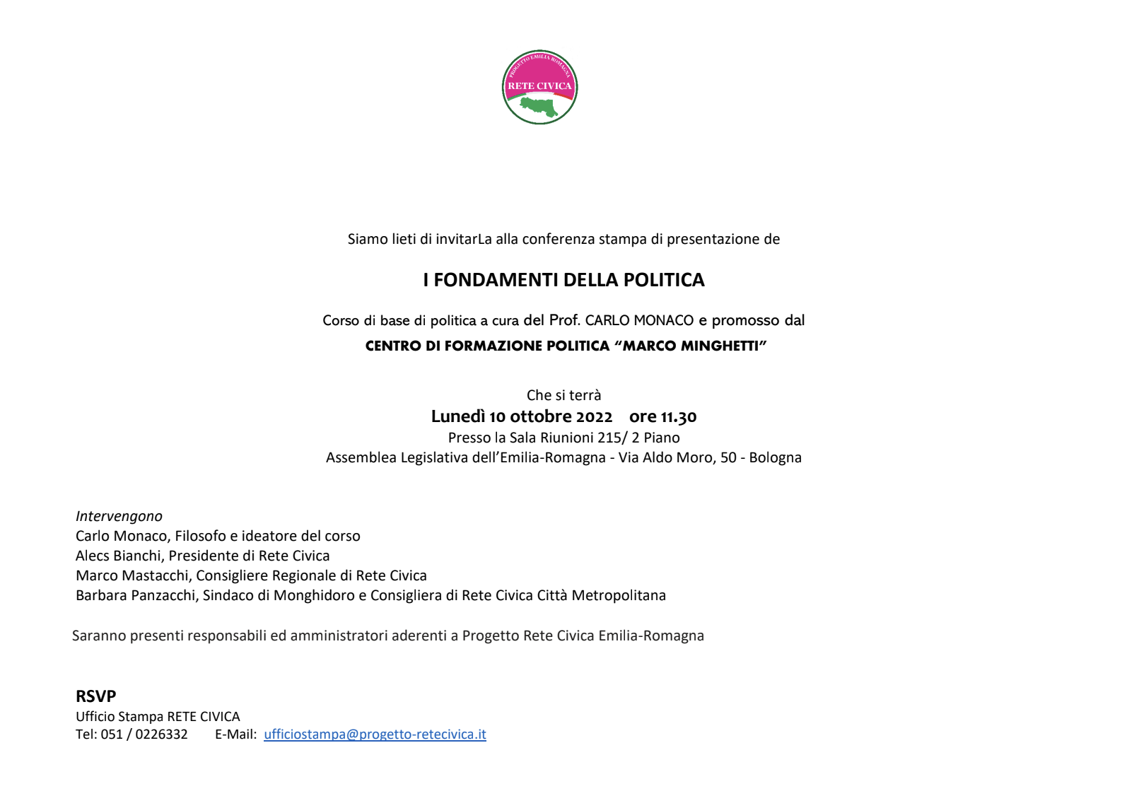 Al momento stai visualizzando Conferenza stampa Lunedi 10 ottobre 2022