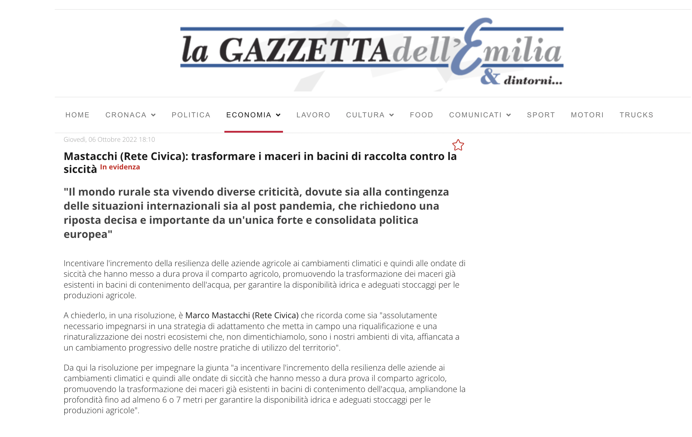Scopri di più sull'articolo Mastacchi (Rete Civica): trasformare i maceri in bacini di raccolta contro la siccità
