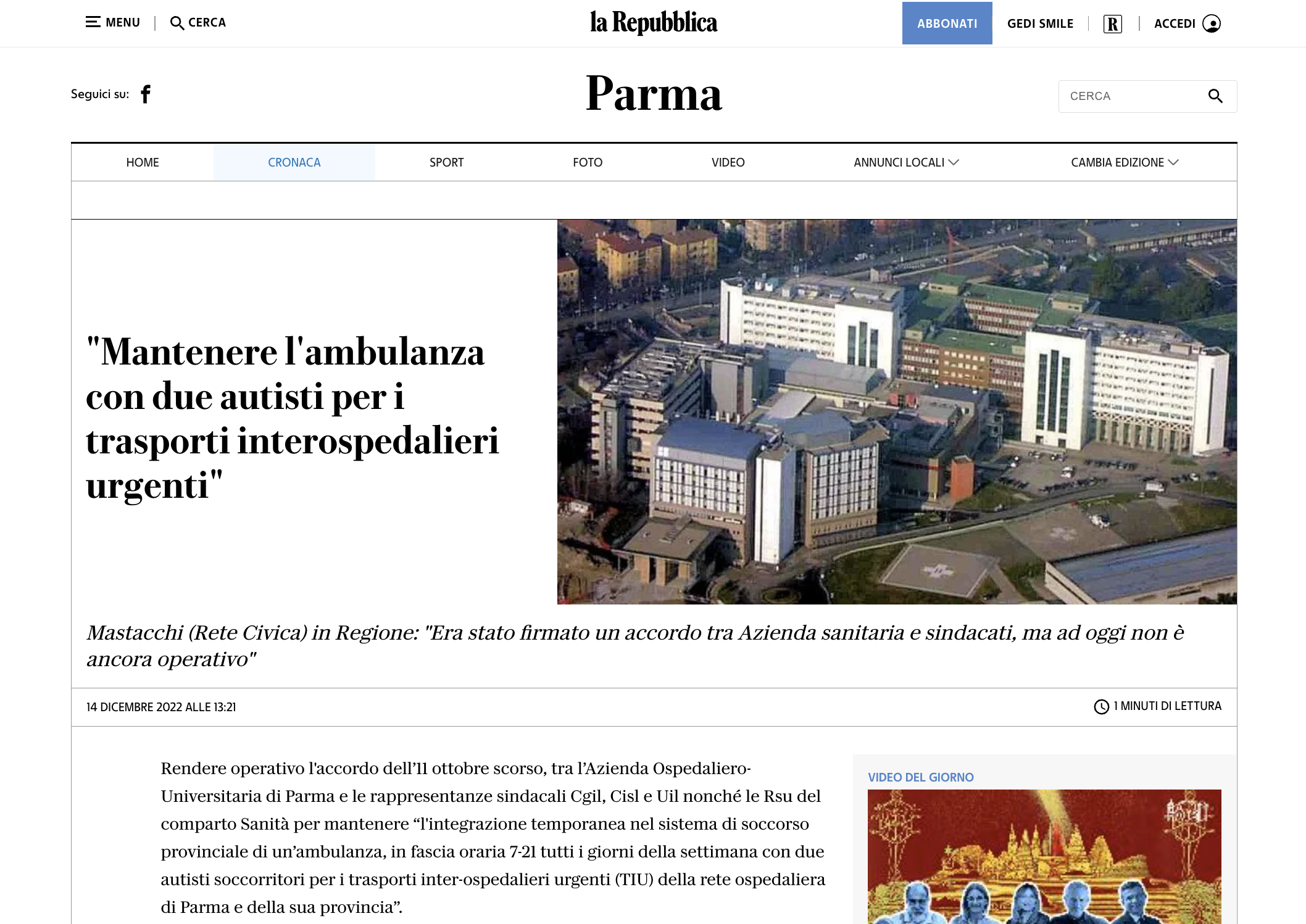 Scopri di più sull'articolo “Mantenere l’ambulanza con due autisti per i trasporti interospedalieri urgenti”