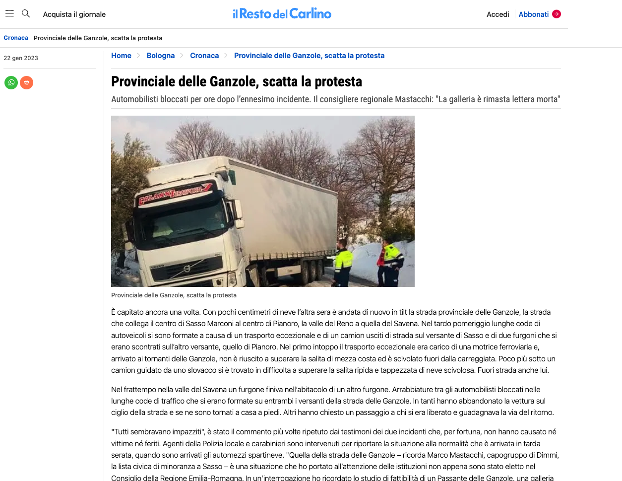 Scopri di più sull'articolo Provinciale delle Ganzole, scatta la protesta