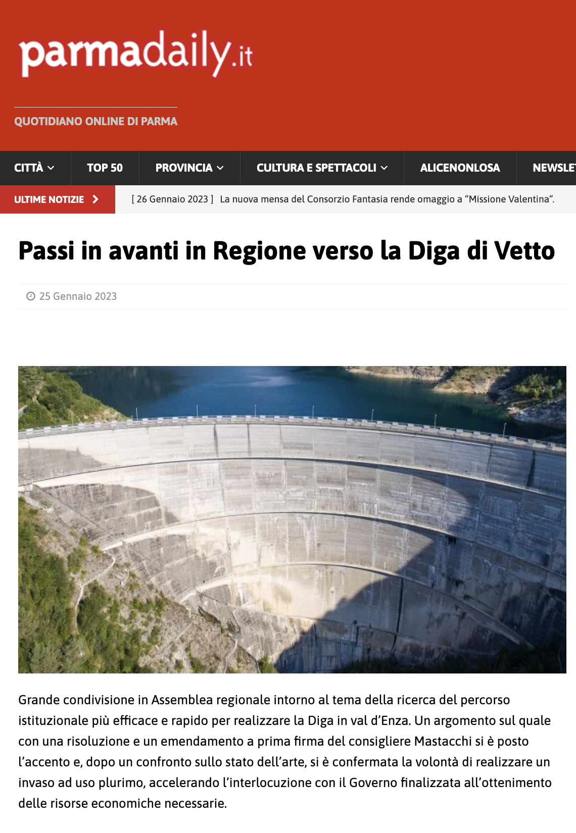Scopri di più sull'articolo Passi in avanti in Regione verso la Diga di Vetto