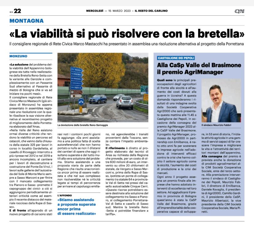 Scopri di più sull'articolo La soluzione al problema della viabilità dell’Appennino bolognese sta nella bretella Reno-Setta, nella variante delle Ganzole e nella realizzazione complessiva di un Passante sud