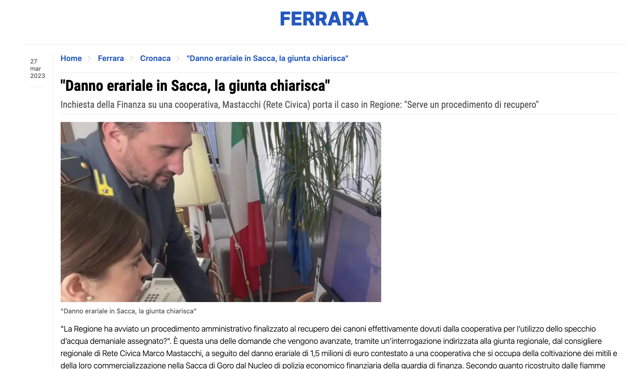Scopri di più sull'articolo Inchiesta della Finanza su una cooperativa, Mastacchi (Rete Civica) porta il caso in Regione: “Serve un procedimento di recupero”