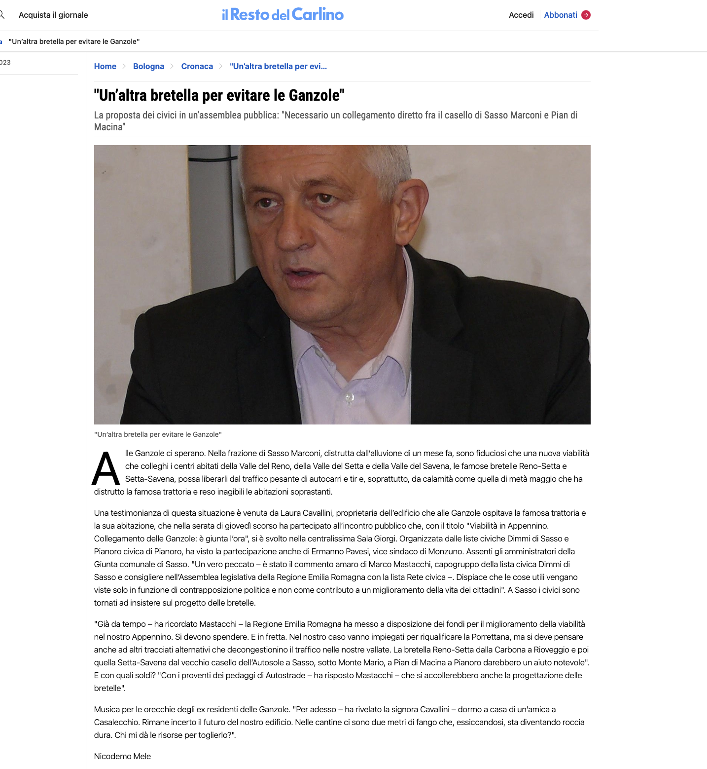 Al momento stai visualizzando “Un’altra bretella per evitare le Ganzole”