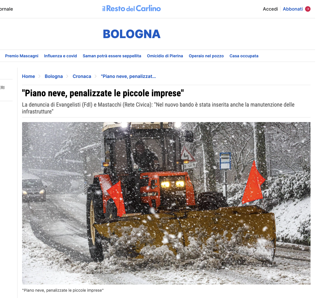 Scopri di più sull'articolo “Piano neve, penalizzate le piccole imprese”