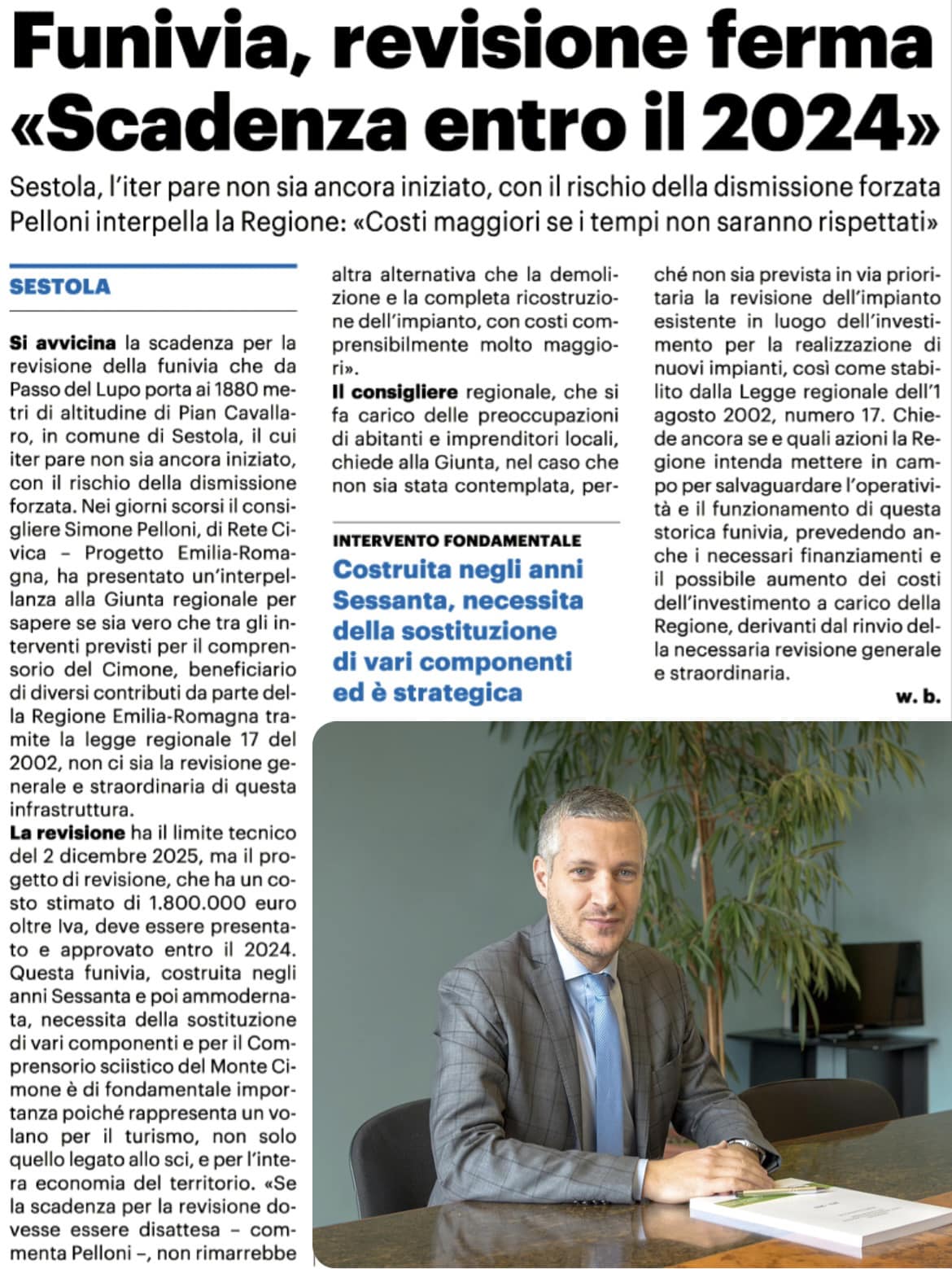 Al momento stai visualizzando Funivia, revisione ferma: “Scadenza entro il 2024”