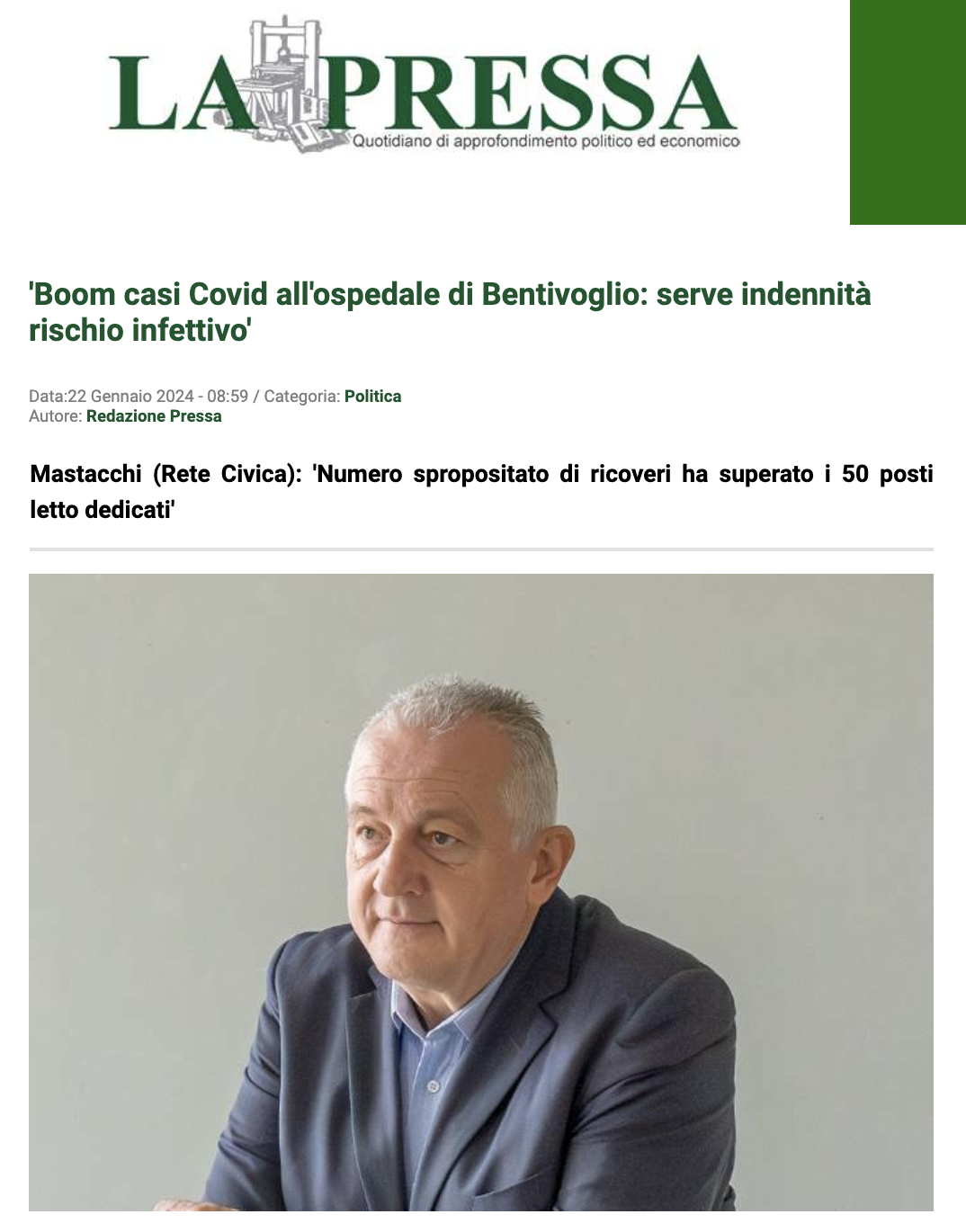 Scopri di più sull'articolo ‘Boom casi Covid all’ospedale di Bentivoglio: serve indennità rischio infettivo’