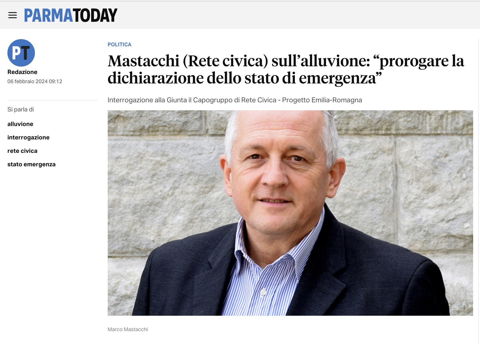 Scopri di più sull'articolo Mastacchi (Rete civica) sull’alluvione: “prorogare la dichiarazione dello stato di emergenza”