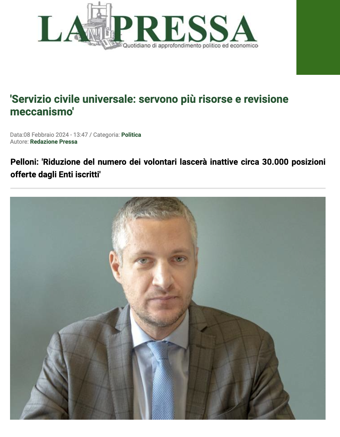 Al momento stai visualizzando ‘Servizio civile universale: servono più risorse e revisione meccanismo’