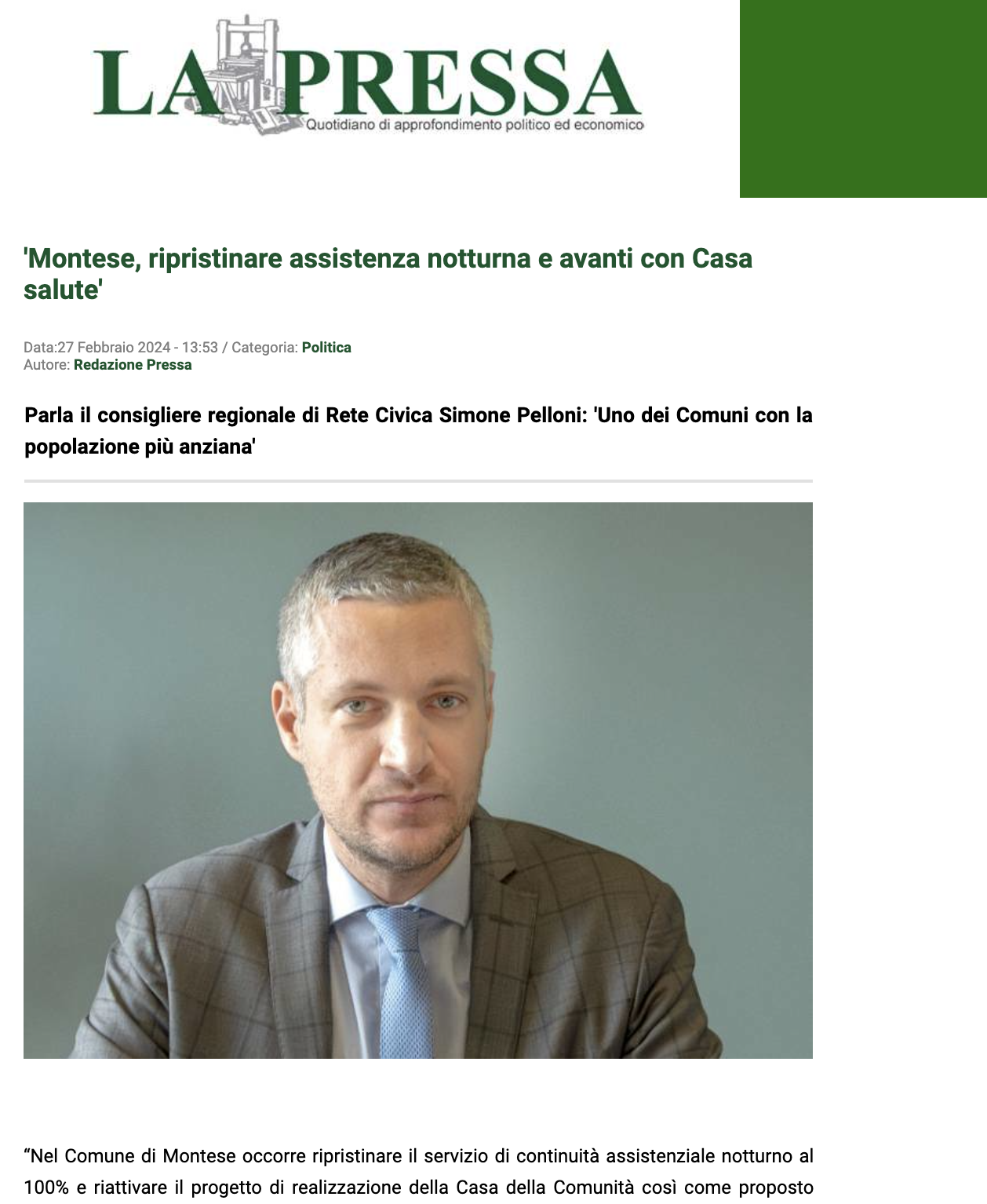 Scopri di più sull'articolo ‘Montese, ripristinare assistenza notturna e avanti con Casa salute’