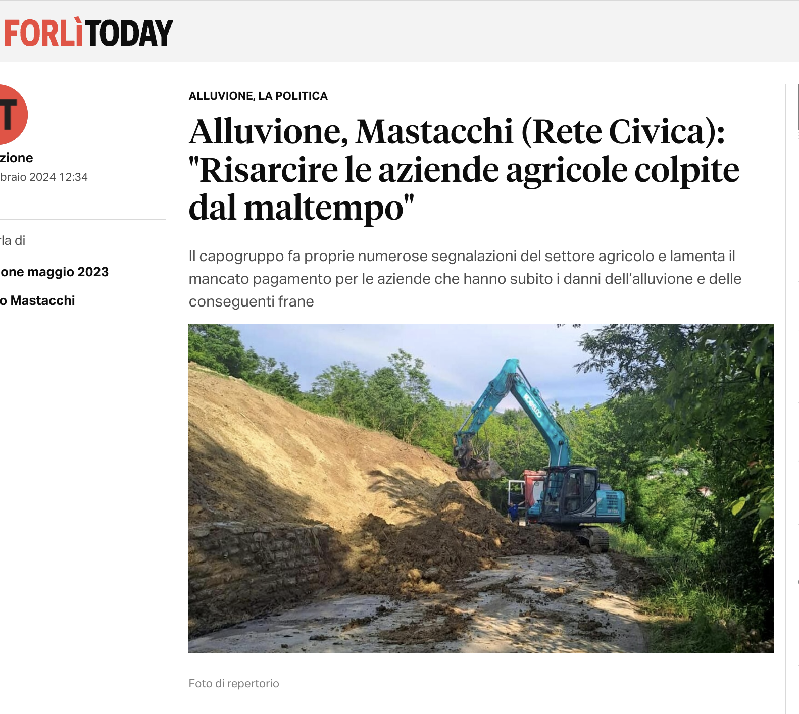 Scopri di più sull'articolo Alluvione, Mastacchi (Rete Civica): “Risarcire le aziende agricole colpite dal maltempo”