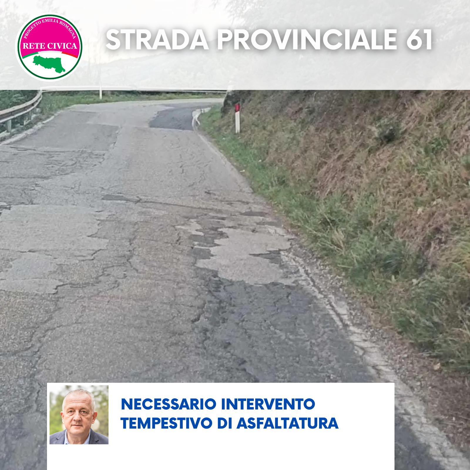 Scopri di più sull'articolo SP 61 – Necessario intervento tempestivo di asfaltatura